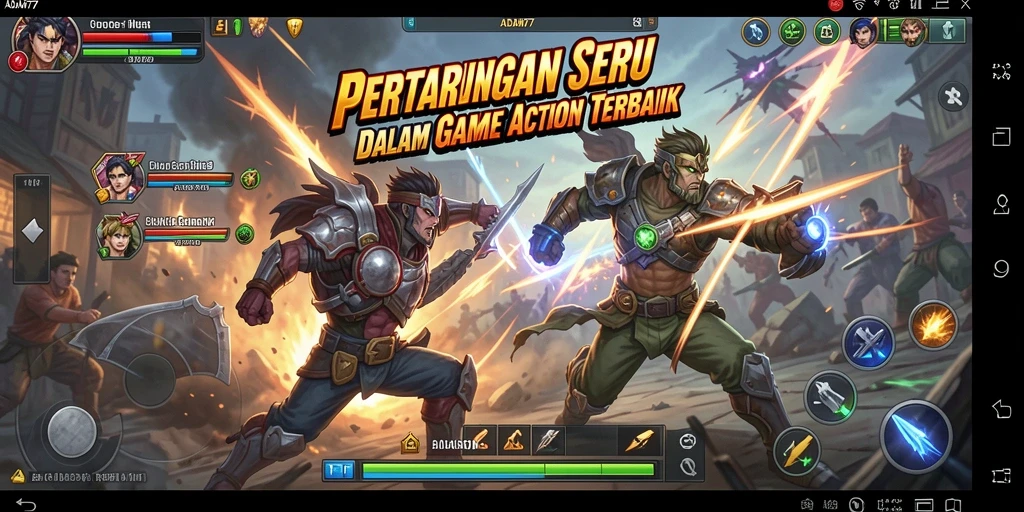 Gameplay seru ADAM77 dengan aksi mendebarkan di tengah pertarungan.