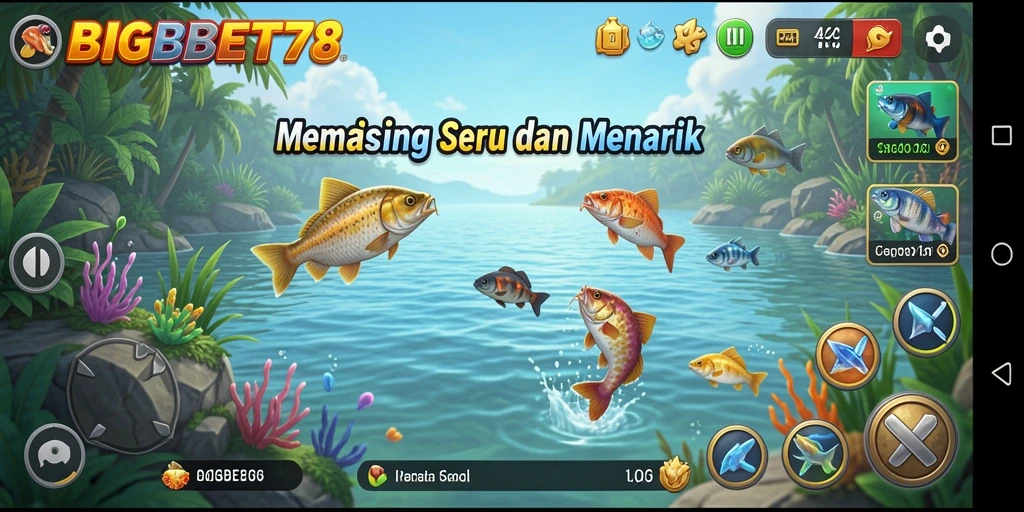 Tampilan gameplay seru dalam BIGBET78 dengan aksi memancing yang mendebarkan.