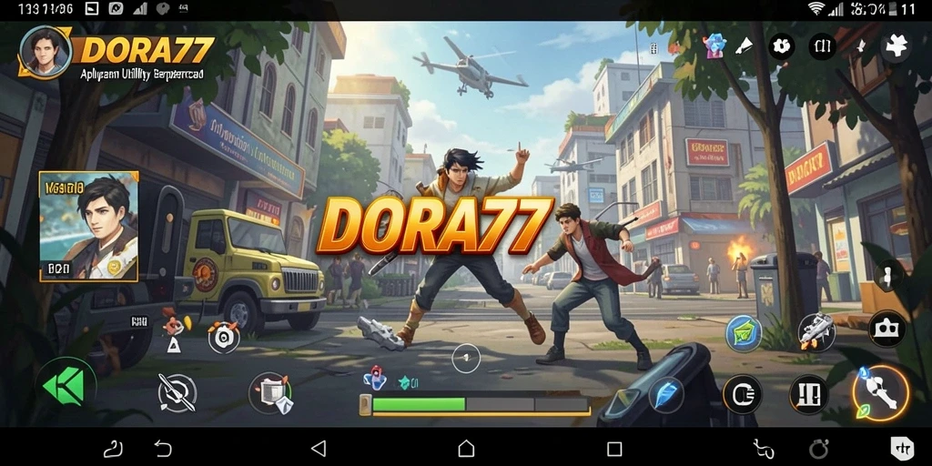 Tampilan utama DORA77 dengan berbagai fitur aplikasi Utility.