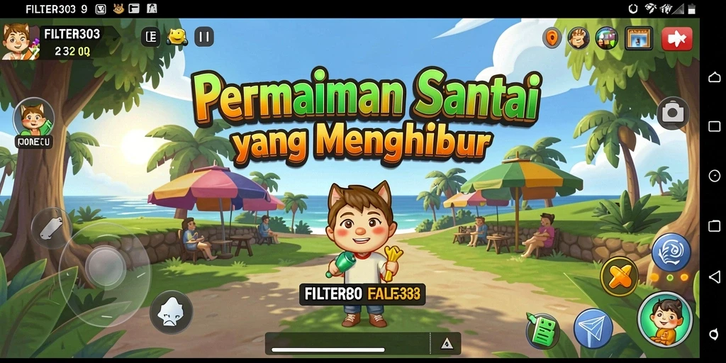 Tampilan gameplay menarik dari FILTER303 yang penuh warna.