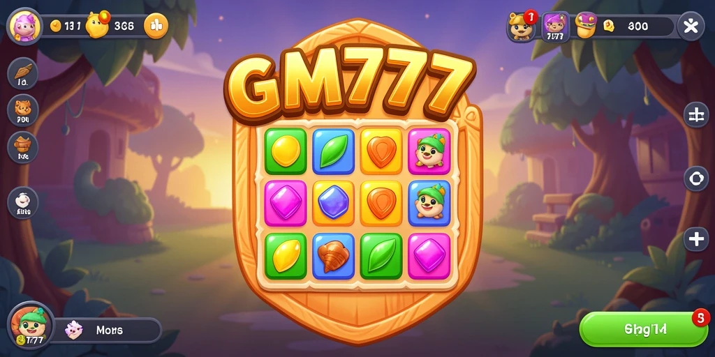 Tampilan gameplay GM777 dengan tantangan Match-3 yang seru.