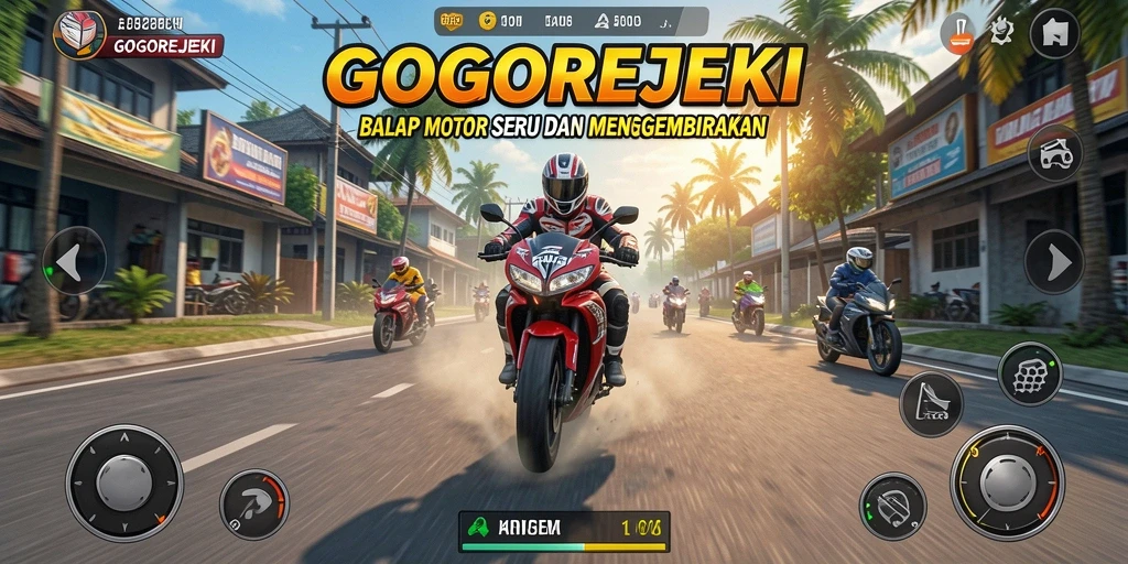 Gameplay mendebarkan dari GOGOREJEKI dengan motor balap yang cepat.