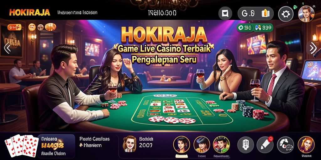 Screenshot HOKIRAJA menampilkan dealer profesional dan gameplay Live Casino yang menarik.