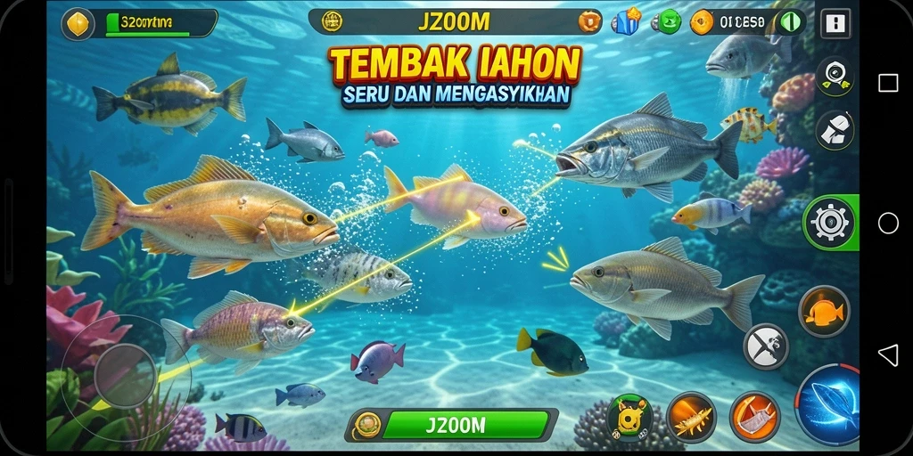 Tampilan gameplay Tembak Ikan yang seru dengan grafis menawan.