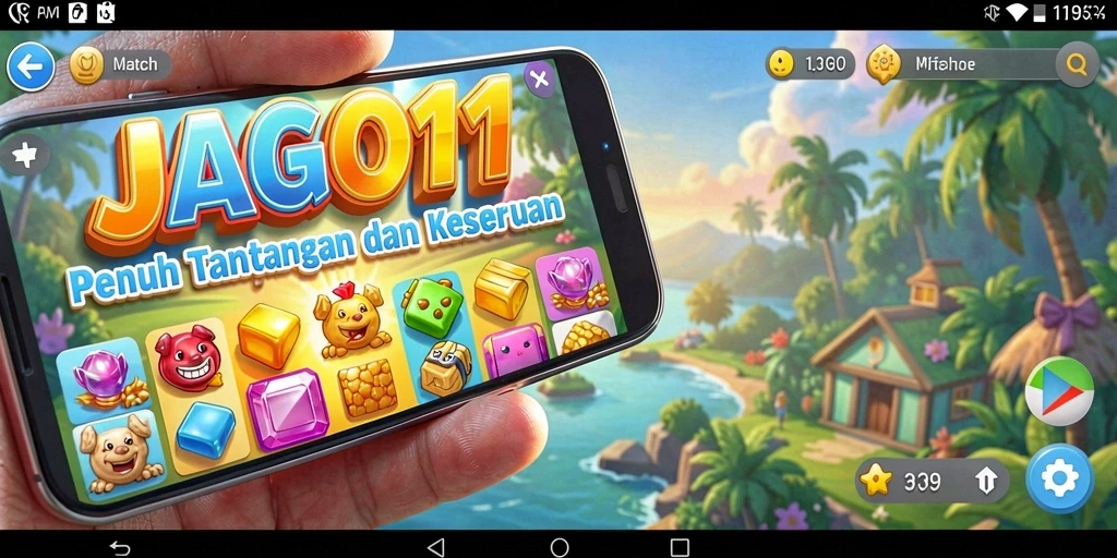 Tampilan utama gameplay JAGO11 yang penuh warna dan menarik.