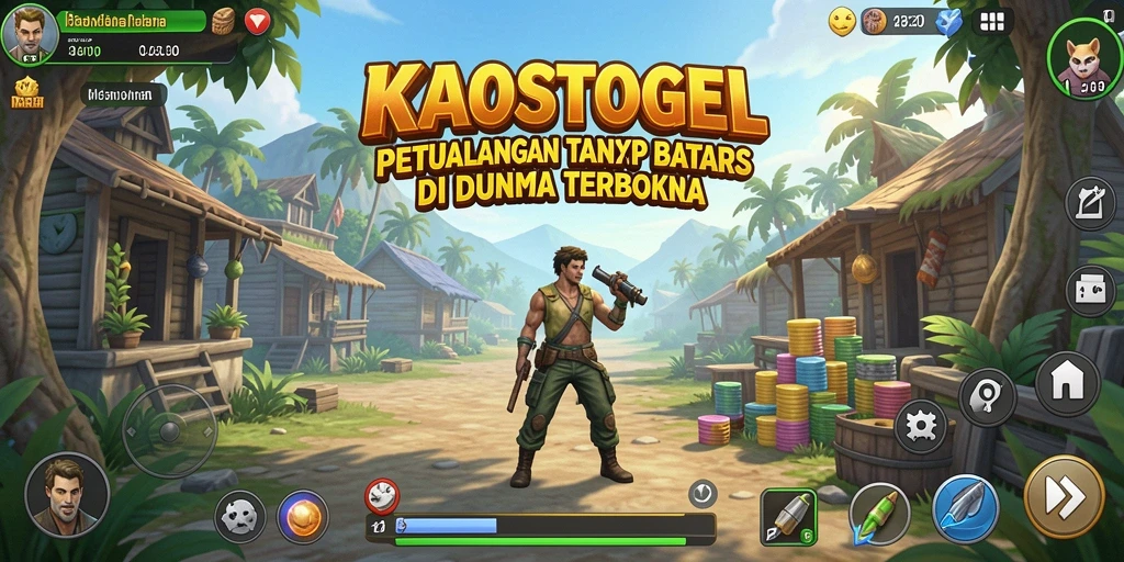 Tampilan gameplay KAOSTOGEL dalam dunia terbuka yang luas.