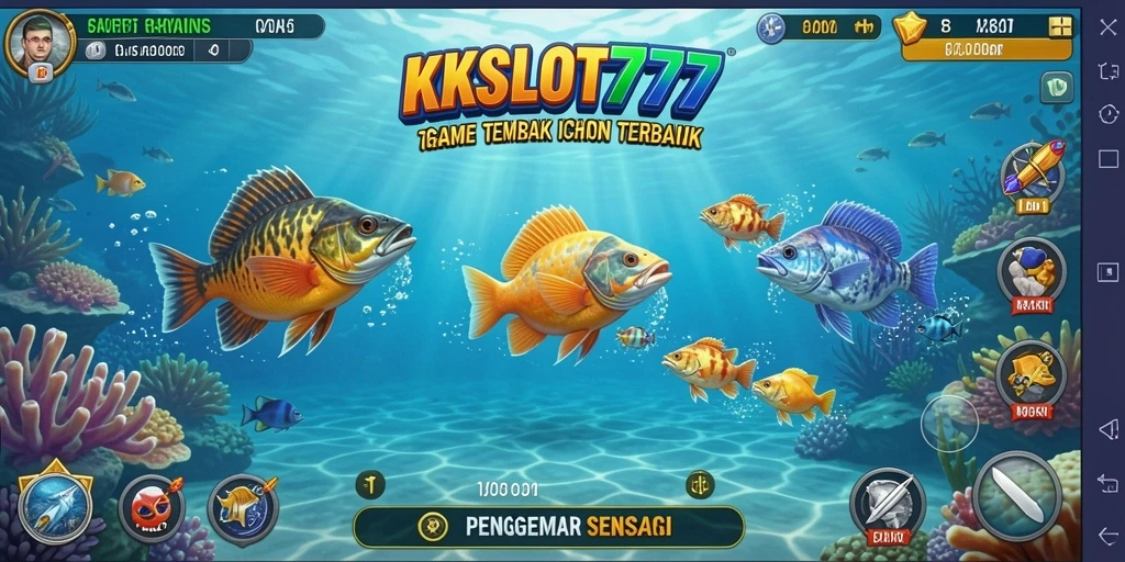 Tampilan menarik dari gameplay KKSLOT777 saat menembak ikan.