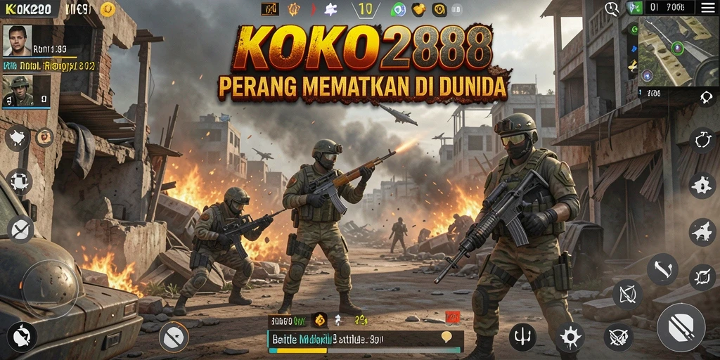 Screenshot KOKO288 menampilkan aksi intens dalam pertempuran Battle Royale.