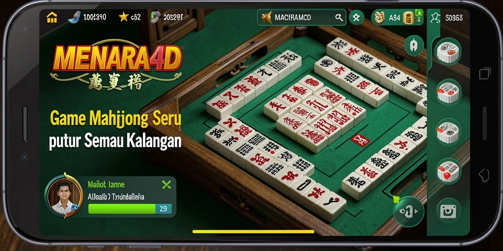 Tampilan gameplay MENARA4D dengan ubin Mahjong yang penuh warna.