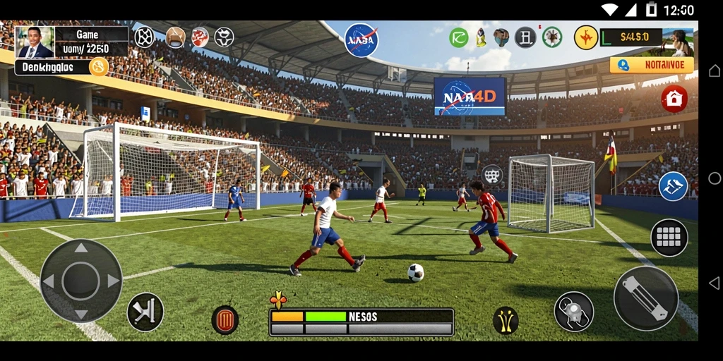 Screenshot utama NASA4D menampilkan aksi seru pertandingan olahraga.