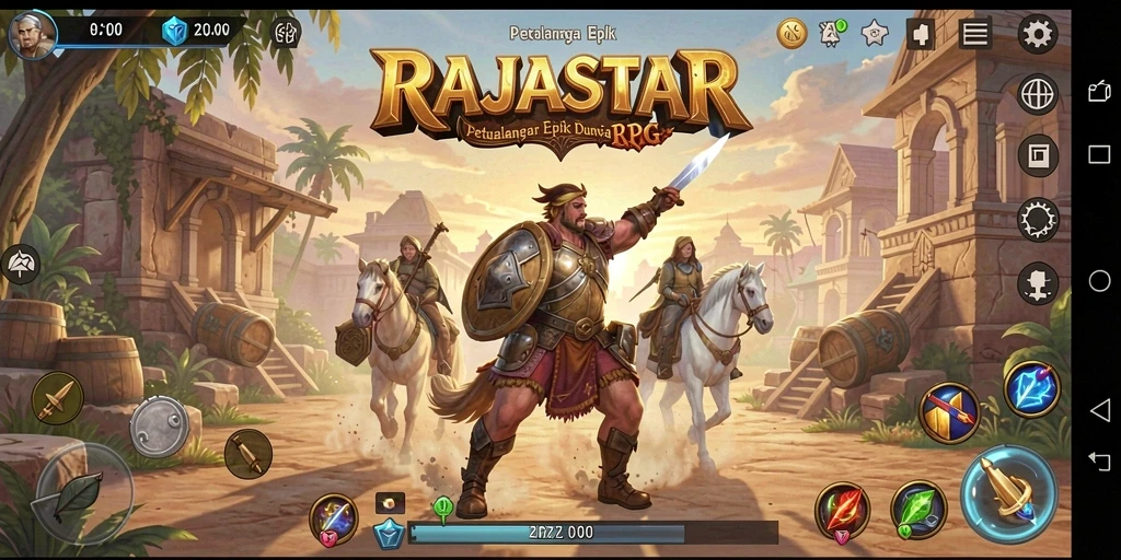 Tampilan gameplay <strong>RAJASTAR</strong> yang menarik dengan karakter yang beragam.