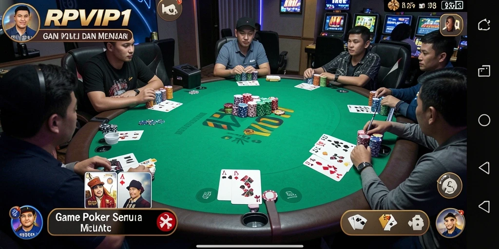 Tampilan gameplay menantang di RPVIP1 dengan meja poker penuh aksi.