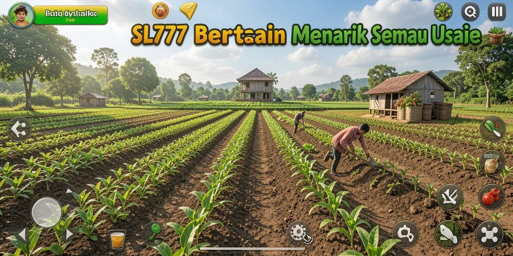 Screenshot gameplay SL777 yang menampilkan aktivitas bertani yang seru.