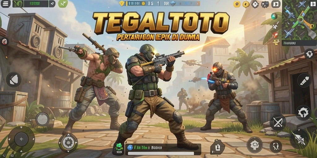 Screenshot TEGALTOTO menampilkan aksi pertarungan seru dalam arena Battle Royale.